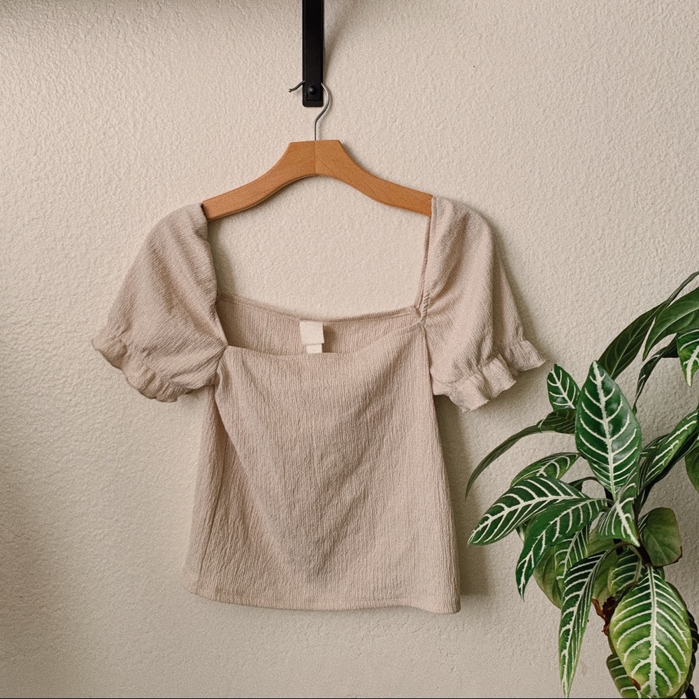 puff sleeve square neck top